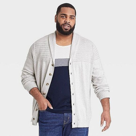 NWT Goodfellow & Co™ Men's Standard Fit Cardigan Gray Mist - Picture 1 of 4